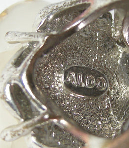 Vintage Signed Aldo Frosted Lucite Camellia Ring  - JD10273