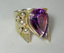 Load image into Gallery viewer, Large Sterling Amethyst Artisan Ring  - JD10431