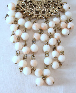 Long Vintage Faux Angel Coral Dangling Bead Earrings