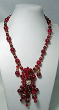 Load image into Gallery viewer, Signed Anka One-Of-A-Kind Red Glass Dramatic Necklace  - JD10515