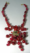 Load image into Gallery viewer, Signed Anka One-Of-A-Kind Red Glass Dramatic Necklace  - JD10515