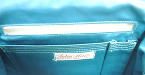 Vintage Anton Moritz Cream Color & Faux Turquoise Stone Snakeskin Hand Bag
