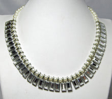 Load image into Gallery viewer, Vintage Signed “France” Faux Pearl And Crystal Baguette Necklace  - JD10507