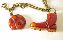 Load image into Gallery viewer, Vintage 1930s Bakelite Football Charm Bracelet