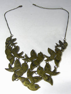 Vintage Brass Bird Bib Necklace  - JD10491