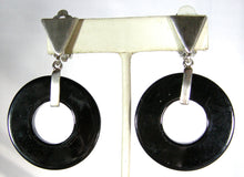 Load image into Gallery viewer, Vintage Black Bakelite Dangling Earrings - JD10306