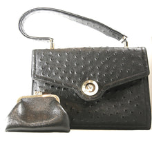 Load image into Gallery viewer, Vintage Rare Black Koret Genuine Full Quill Ostrich Handbag