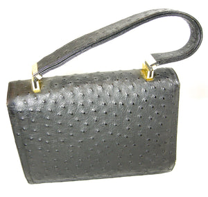 Vintage Rare Black Koret Genuine Full Quill Ostrich Handbag