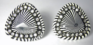 Vintage 1930s Zebra Design Rhinestone Earrings