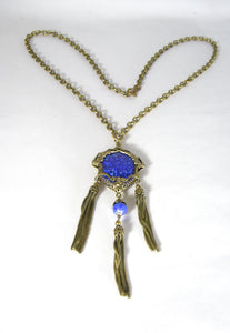 Vintage 1930s Victorian Czech Blue Necklace