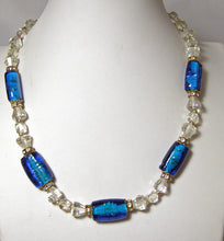 Load image into Gallery viewer, Vintage signed Bettina Von Walhof Crystal And Blue Glass Necklace  - JD10511