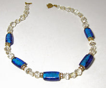 Load image into Gallery viewer, Vintage signed Bettina Von Walhof Crystal And Blue Glass Necklace  - JD10511