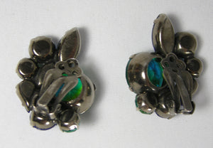 Vintage  Schreiner Multi-Color Crystal Earrings