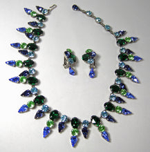 Load image into Gallery viewer, Vintage Signed Austria Blue/Green Necklace &amp; Earring Set  - JD10255
