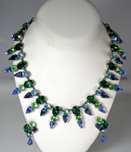 Load image into Gallery viewer, Vintage Signed Austria Blue/Green Necklace &amp; Earring Set  - JD10255