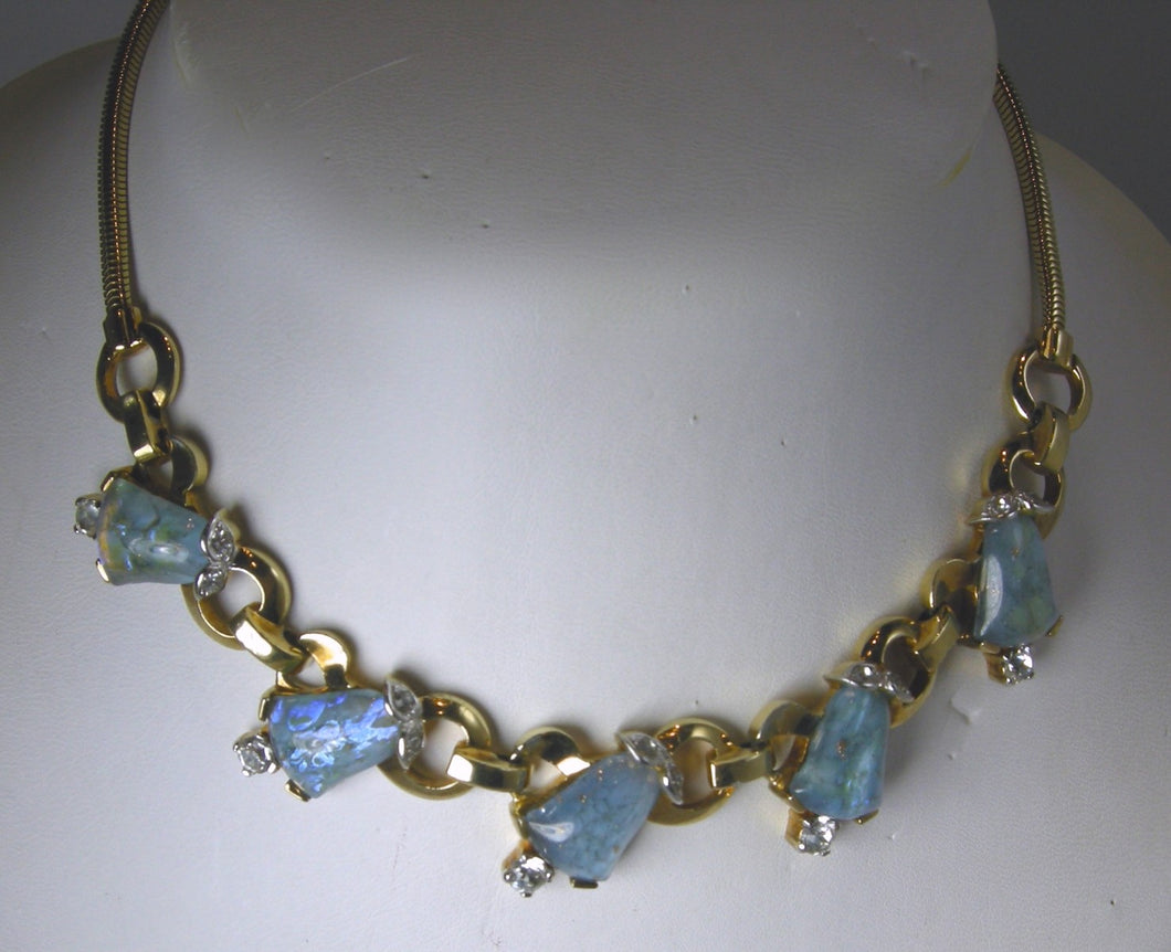 Vintage Signed Mazer Bros. Blue Necklace