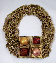 Load image into Gallery viewer, Vintage Signed Isabel Canovas French Multi-Chain and Gripoix Glass Necklace