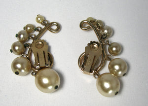 Vintage Signed Castlecliff Faux Pearl Earrings