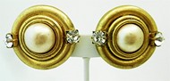 Load image into Gallery viewer, Vintage 1970&#39;s Signed Chanel Faux Pearl &amp; Rhinestone Earrings