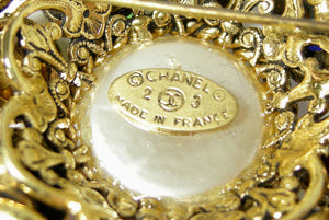 Vintage Chanel Season 23 Blue & Green Gripoix Brooch - JD10250