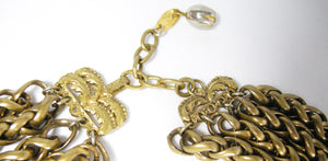 Vintage Signed Chanel 1988 Four Rows Chain Necklace - JD10223
