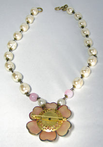 Chanel Rare Gripoix Purple, Pink Amber Glass, Faux Pearl and Chain Strand  Necklace For Sale at 1stDibs