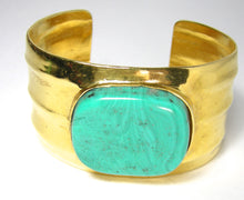 Load image into Gallery viewer, Signed Chanel 96P Cuff Bracelet With Turquoise Center  - JD10224