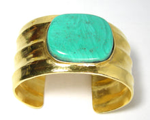 Load image into Gallery viewer, Signed Chanel 96P Cuff Bracelet With Turquoise Center  - JD10224