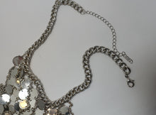 Load image into Gallery viewer, Vintage Extremely Long 1960s Chrome Drop Bib Necklace