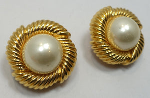 Vintage Signed Ciner Faux Pearl Earrings