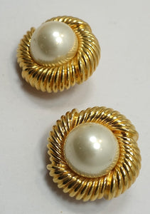 Vintage Signed Ciner Faux Pearl Earrings