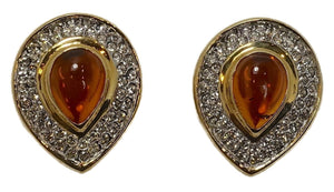 Vintage Faux Citrine & Clear Crystal Earrings