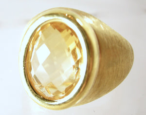 Made in "Italy" Sterling Silver & Gold Citrine Ring