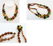 Load image into Gallery viewer, Vintage 2-Strand Multi-Color Glass Foil Bead Necklace