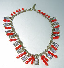 Load image into Gallery viewer, Vintage Czech Glass and Rhinestone Panel Necklace - JD10536