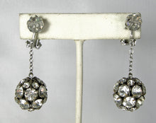 Load image into Gallery viewer, Vintage Rhinestone Deco Ball Dangling Clip Earrings - JD10168