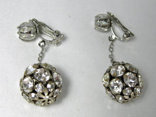 Load image into Gallery viewer, Vintage Rhinestone Deco Ball Dangling Clip Earrings - JD10168