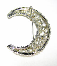 Load image into Gallery viewer, Vintage Crystal Crescent Moon Brooch  - JD10409