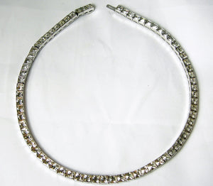 Vintage Signed Dorsons Sterling Crystal Tennis Necklace