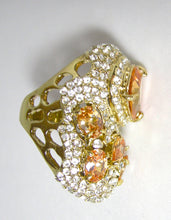 Load image into Gallery viewer, Large Citrine CZs &amp; Clear CZs Cocktail Ring