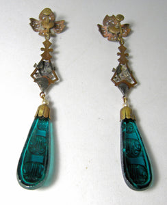 Vintage Signed Czech Dangling Earrings  - JD10516