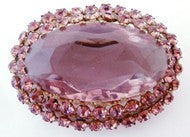 Load image into Gallery viewer, Vintage Signed Czechoslovakia Amethyst &amp; Pink Rhinestone Pin