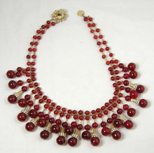 Load image into Gallery viewer, Vintage Rare Red Czech Glass Dangling Necklace