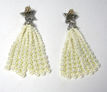Load image into Gallery viewer, Crystal Star Pierced Earrings with Pearl Tassels  - JD10342