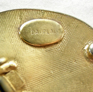 Vintage Large Signed Dauplaise Oval Earrings