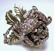Load image into Gallery viewer, Signed Heidi Daus Pink Crystals Floral Brooch