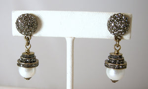 Heidi Daus Faux Pearl & Crystal Earrings