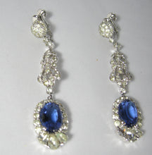 Load image into Gallery viewer, Vintage Stunning Deco Style Faux Sapphire Dangling Earrings