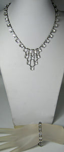 Vintage Rare Art Deco 30s Outstanding Crystal Necklace And Bracelet Set - JD10281