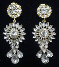 Load image into Gallery viewer, Vintage Signed DeMario 3-Tier Dangling Crystal Earrings